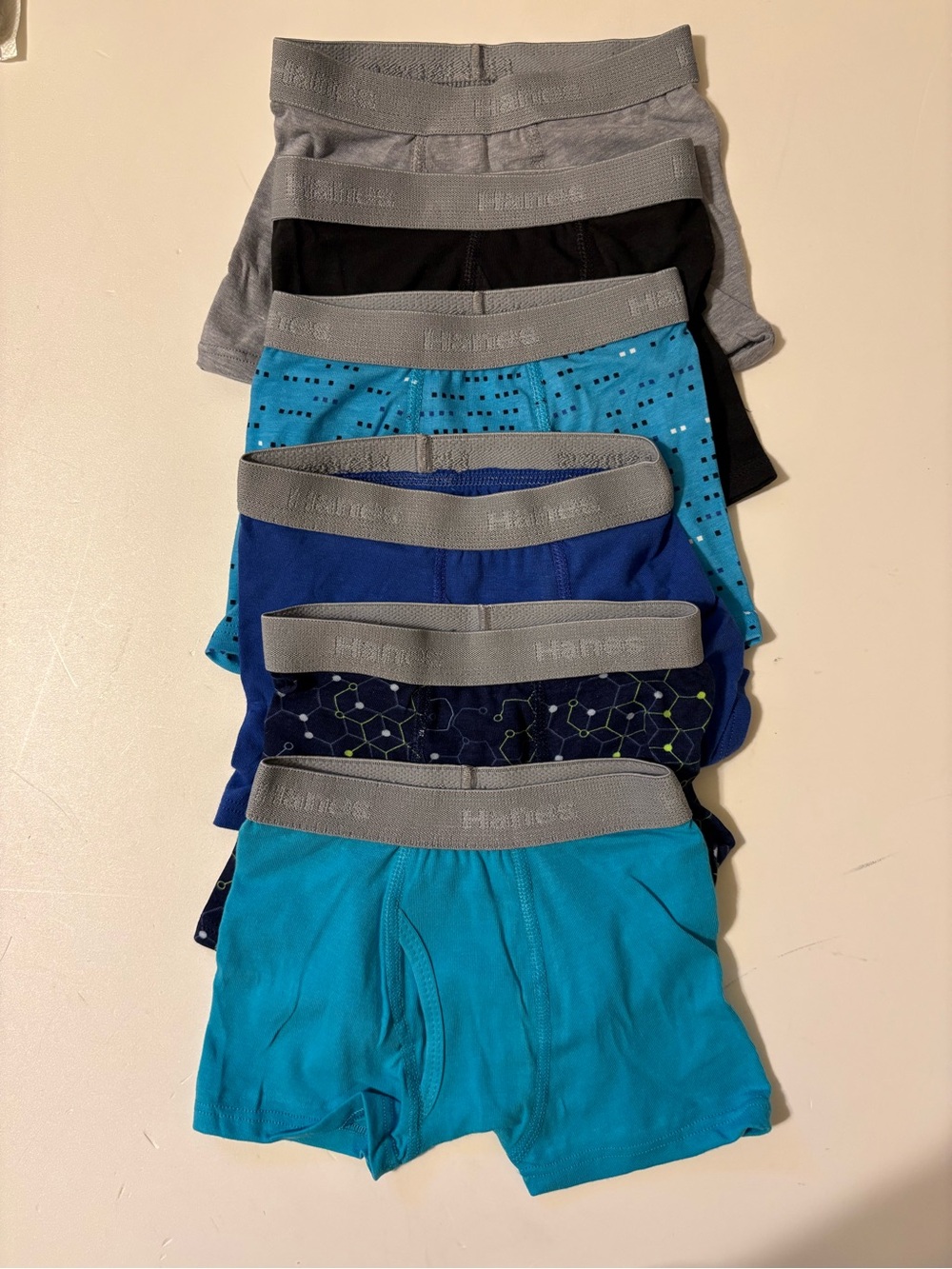 Hanes Kids 6-Pack Boxer Briefs - Assorted Blues & Black